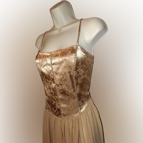 Vintage Victoria’s Secret Lace-up Corset Silky Satin Gold Gown - Picture 3 of 13